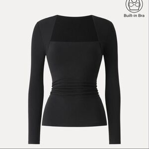 OGL Black Long Sleeve Women's Top with Built-in Bra